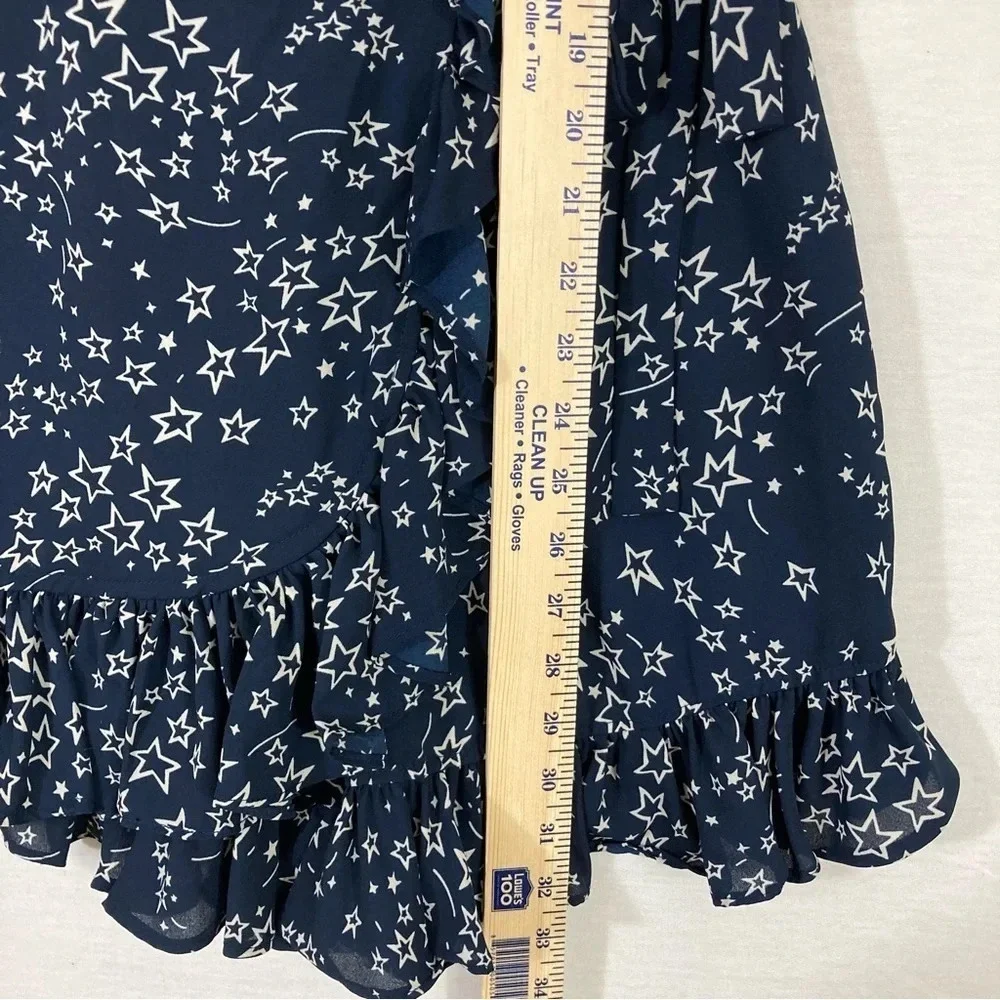 Likely size 2 Navy White Delilah Star Print Wrap Rompers‎ Feminine Romantic